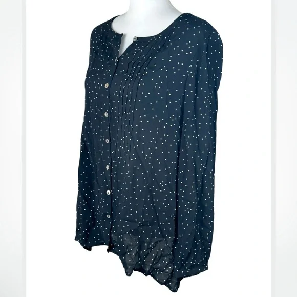 J. Jill Black & White Polka Dot Blouse Top Small - Picture 5 of 10